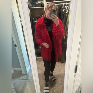 Red Fuzzy Women's Coat